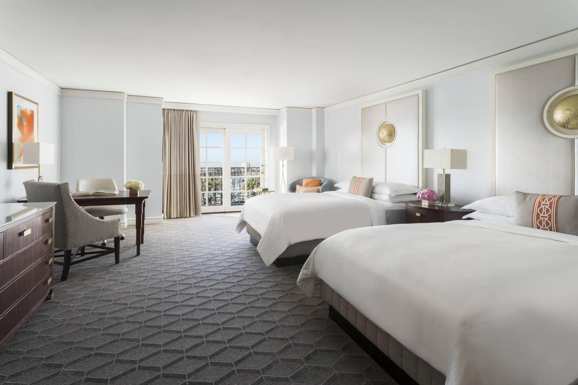 Guest Room Two Double Beds Balcony Marina View
